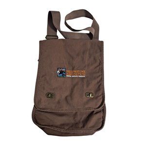 Yellowstone Association Messenger Field Bag Brown Canvas Turn Lock Adjustable